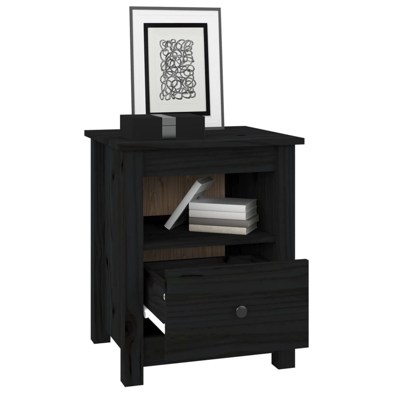 vidaXL Bedside Cabinets 2 pcs Black 40x35x49 cm Solid Wood Pine