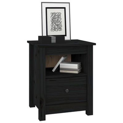 vidaXL Bedside Cabinets 2 pcs Black 40x35x49 cm Solid Wood Pine