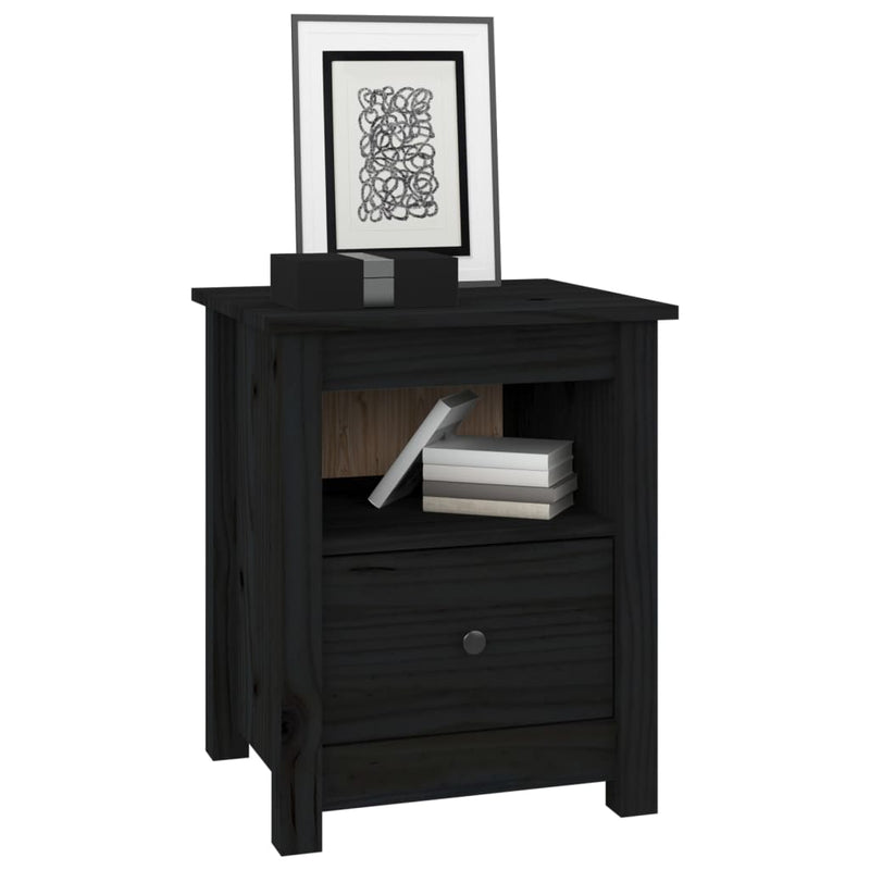 vidaXL Bedside Cabinets 2 pcs Black 40x35x49 cm Solid Wood Pine