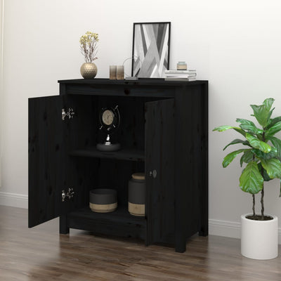 vidaXL Sideboard Black 70x35x80 cm Solid Wood Pine