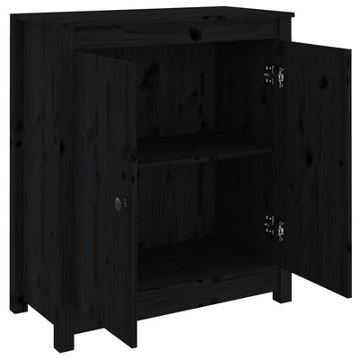 vidaXL Sideboard Black 70x35x80 cm Solid Wood Pine