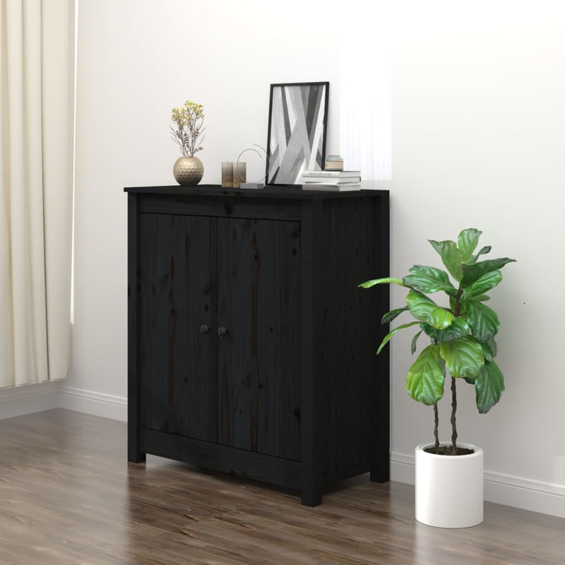 vidaXL Sideboard Black 70x35x80 cm Solid Wood Pine