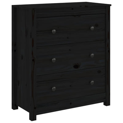 vidaXL Sideboard Black 70x35x80 cm Solid Wood Pine