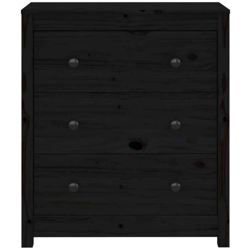 vidaXL Sideboard Black 70x35x80 cm Solid Wood Pine