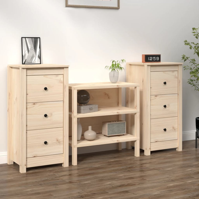 vidaXL Sideboards 2 pcs Black 40x35x80 cm Solid Wood Pine