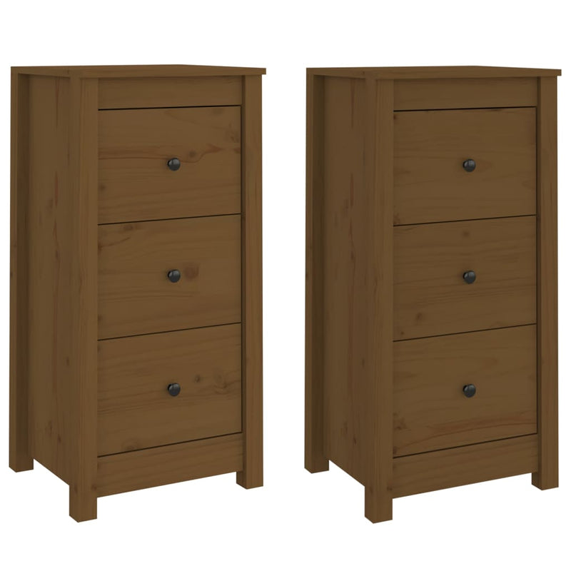 vidaXL Sideboards 2 pcs Black 40x35x80 cm Solid Wood Pine