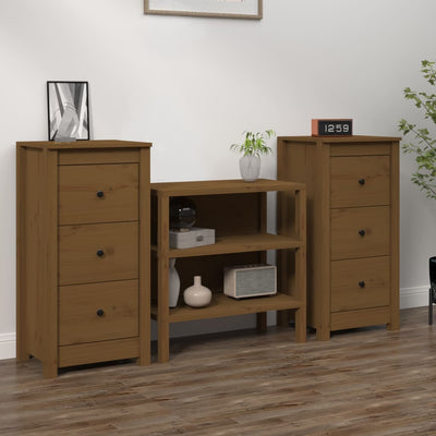 vidaXL Sideboards 2 pcs Black 40x35x80 cm Solid Wood Pine