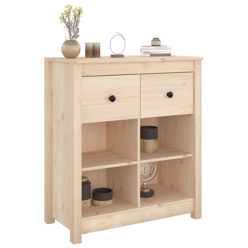 vidaXL Sideboard Black 70x35x80 cm Solid Wood Pine