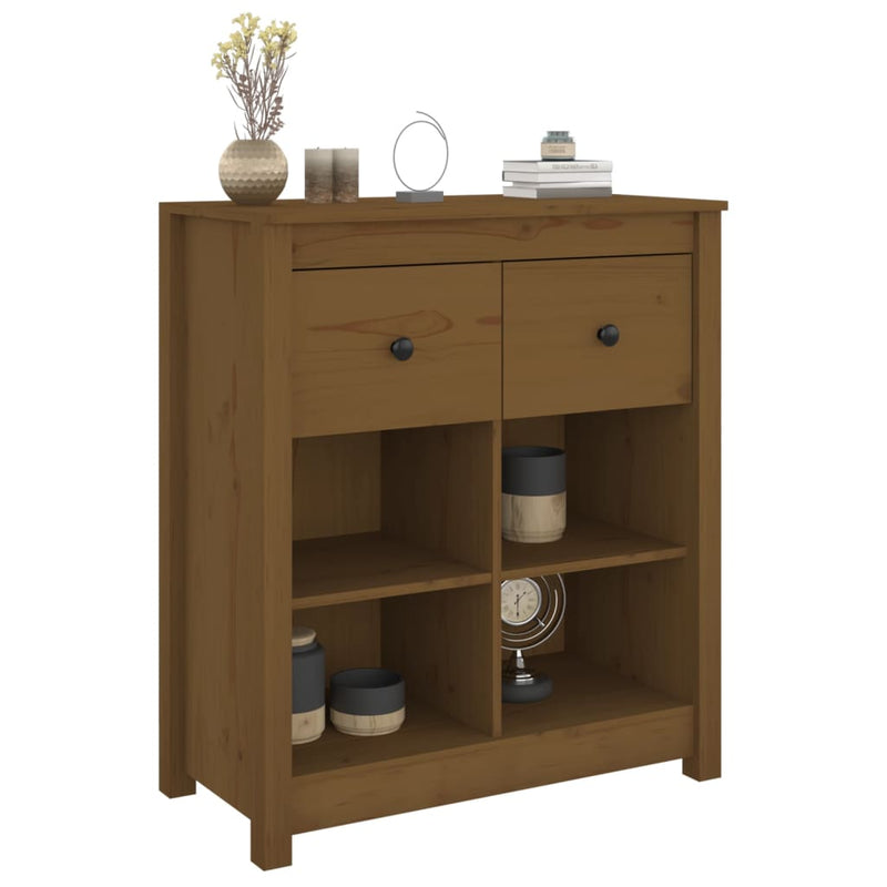 vidaXL Sideboard Black 70x35x80 cm Solid Wood Pine