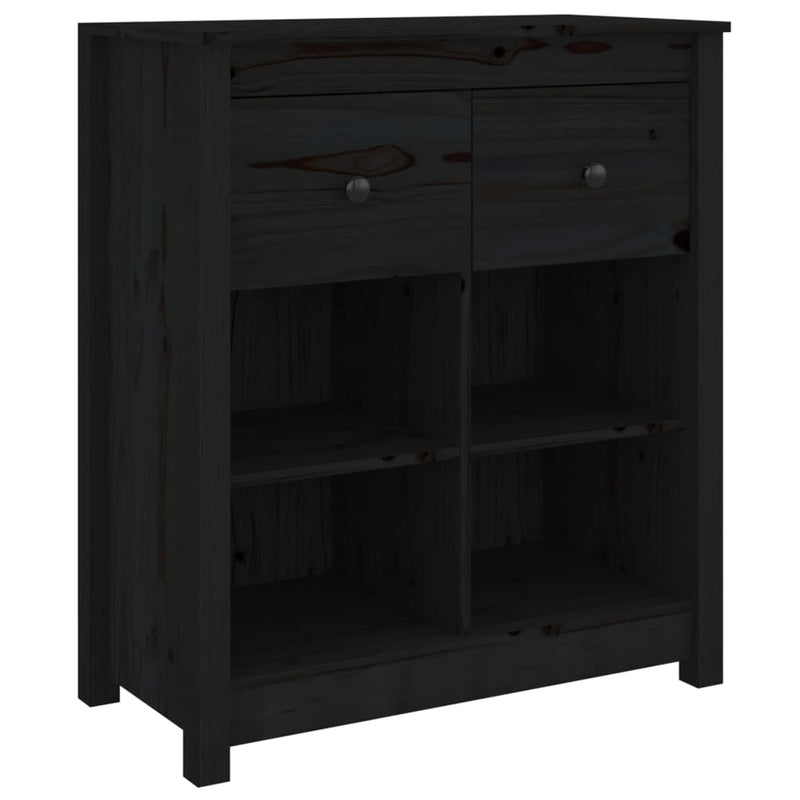 vidaXL Sideboard Black 70x35x80 cm Solid Wood Pine