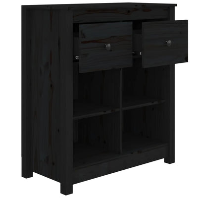 vidaXL Sideboard Black 70x35x80 cm Solid Wood Pine