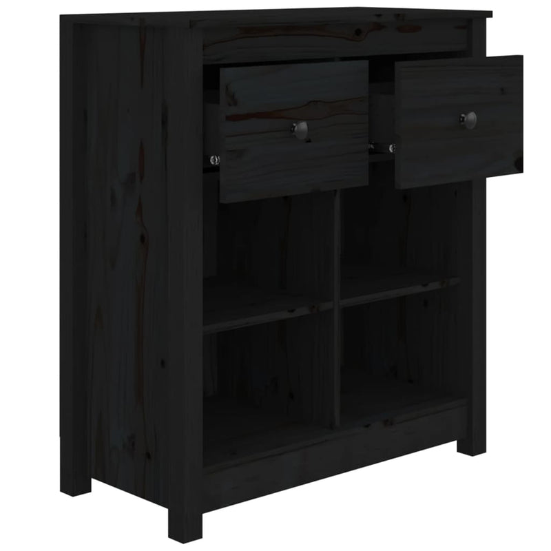 vidaXL Sideboard Black 70x35x80 cm Solid Wood Pine