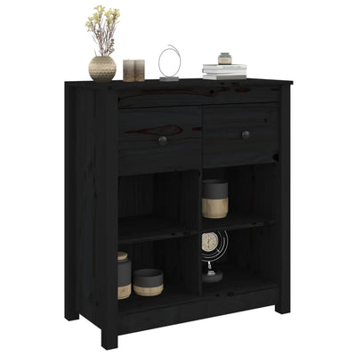 vidaXL Sideboard Black 70x35x80 cm Solid Wood Pine