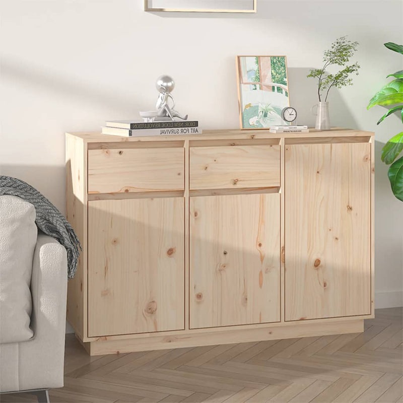vidaXL Sideboard White 110x34x75 cm Solid Wood Pine