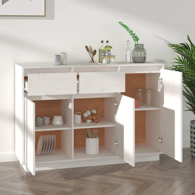 vidaXL Sideboard White 110x34x75 cm Solid Wood Pine