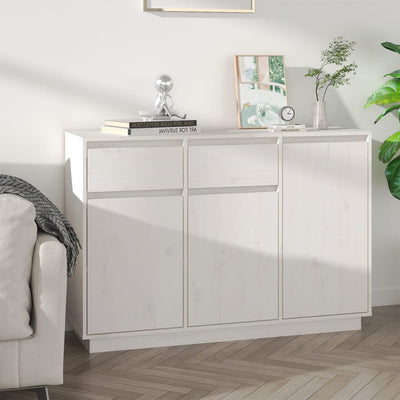 vidaXL Sideboard White 110x34x75 cm Solid Wood Pine