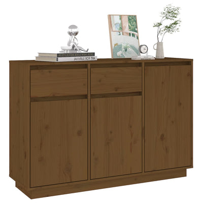 vidaXL Sideboard White 110x34x75 cm Solid Wood Pine