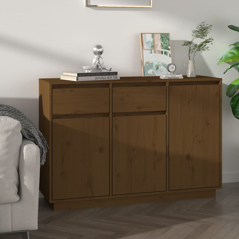 vidaXL Sideboard White 110x34x75 cm Solid Wood Pine