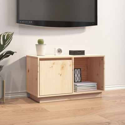 vidaXL TV Cabinet Black 74x35x44 cm Solid Wood Pine