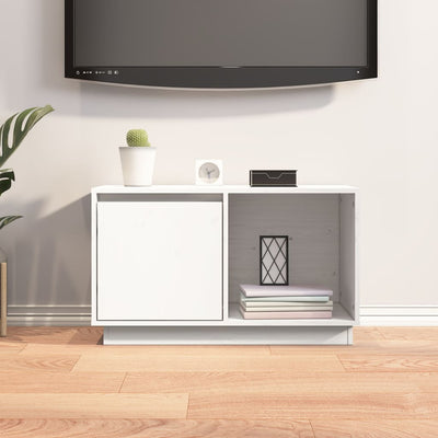 vidaXL TV Cabinet Black 74x35x44 cm Solid Wood Pine