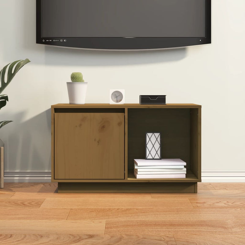 vidaXL TV Cabinet Black 74x35x44 cm Solid Wood Pine