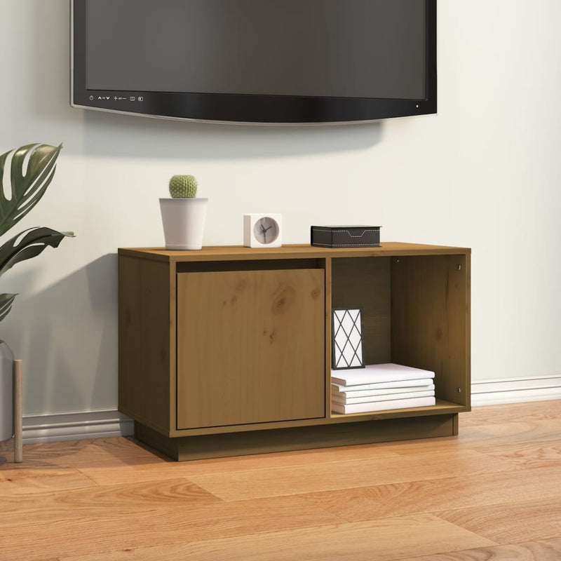 vidaXL TV Cabinet Black 74x35x44 cm Solid Wood Pine