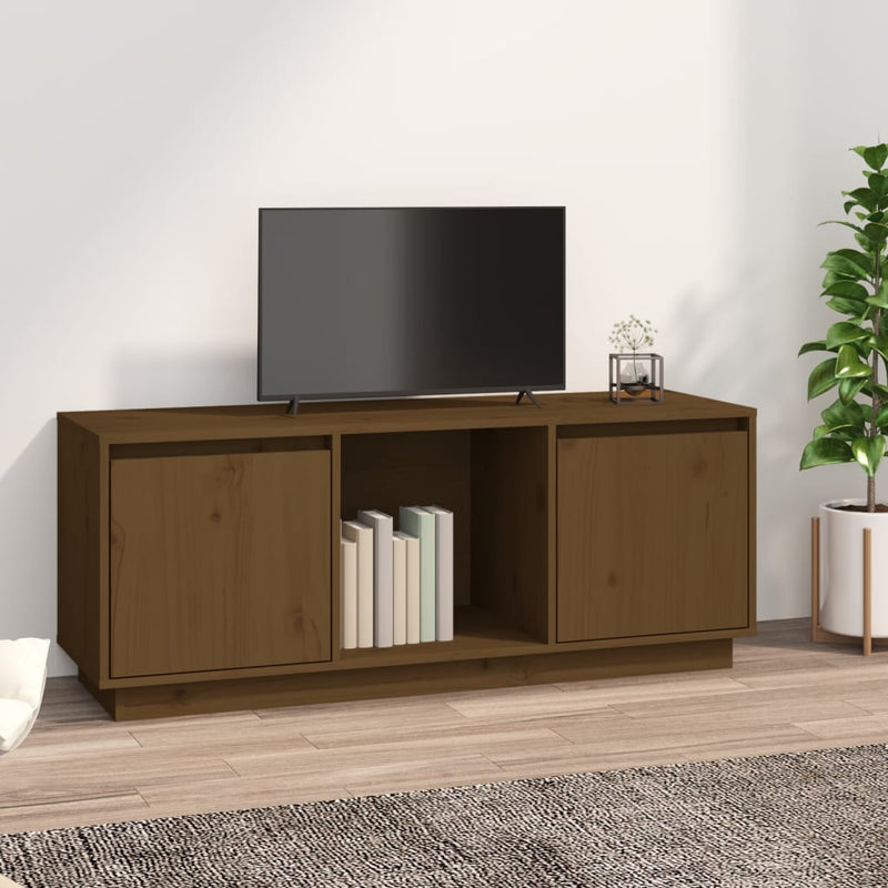 vidaXL TV Cabinet Black 110.5x35x44 cm Solid Wood Pine