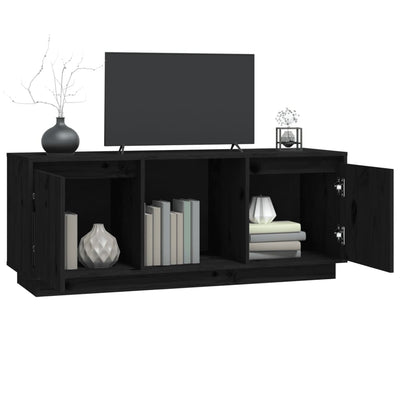 vidaXL TV Cabinet Black 110.5x35x44 cm Solid Wood Pine