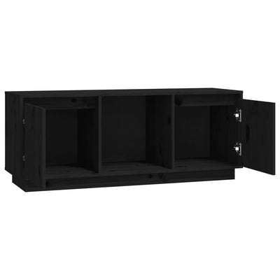 vidaXL TV Cabinet Black 110.5x35x44 cm Solid Wood Pine