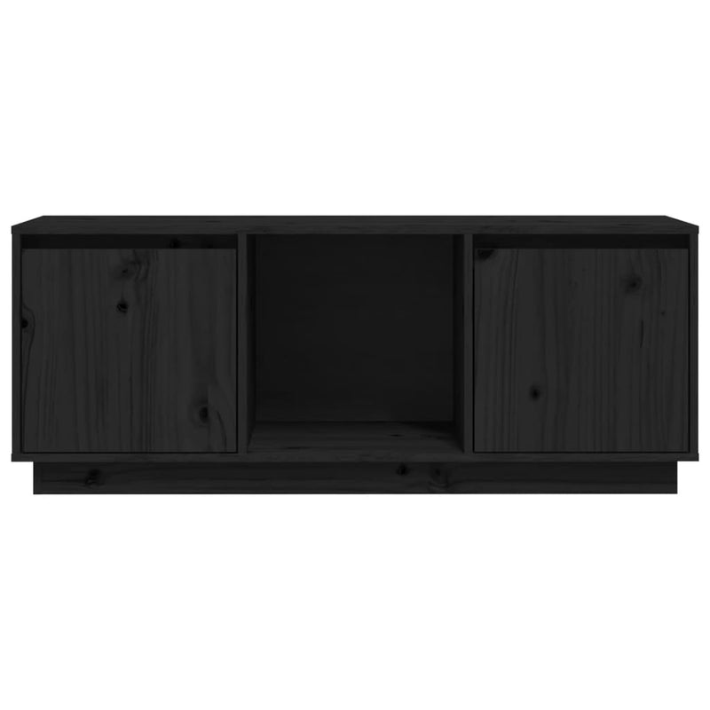 vidaXL TV Cabinet Black 110.5x35x44 cm Solid Wood Pine