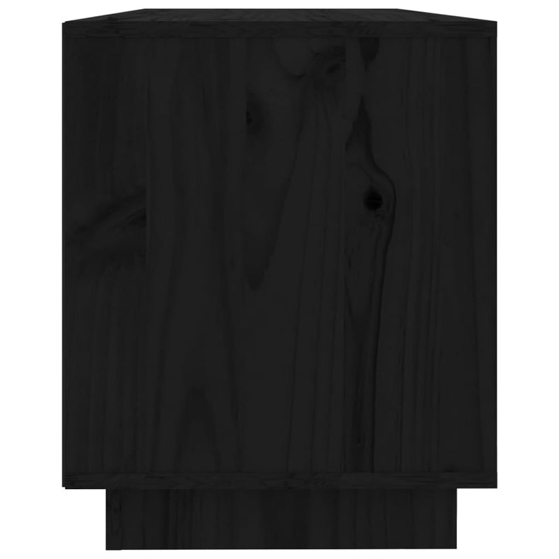 vidaXL TV Cabinet Black 110.5x35x44 cm Solid Wood Pine