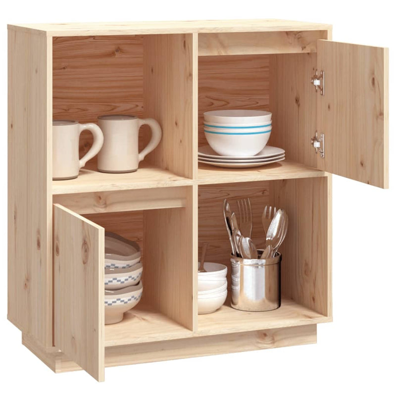 vidaXL Sideboard Black 74x35x80 cm Solid Wood Pine