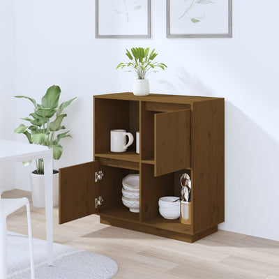 vidaXL Sideboard Black 74x35x80 cm Solid Wood Pine