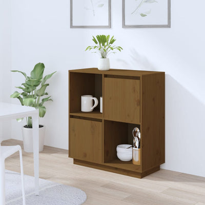 vidaXL Sideboard Black 74x35x80 cm Solid Wood Pine