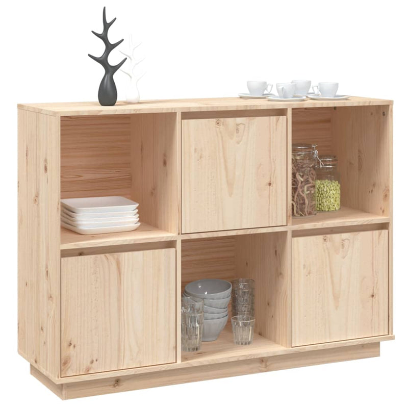 vidaXL Sideboard Black 110.5x35x80 cm Solid Wood Pine
