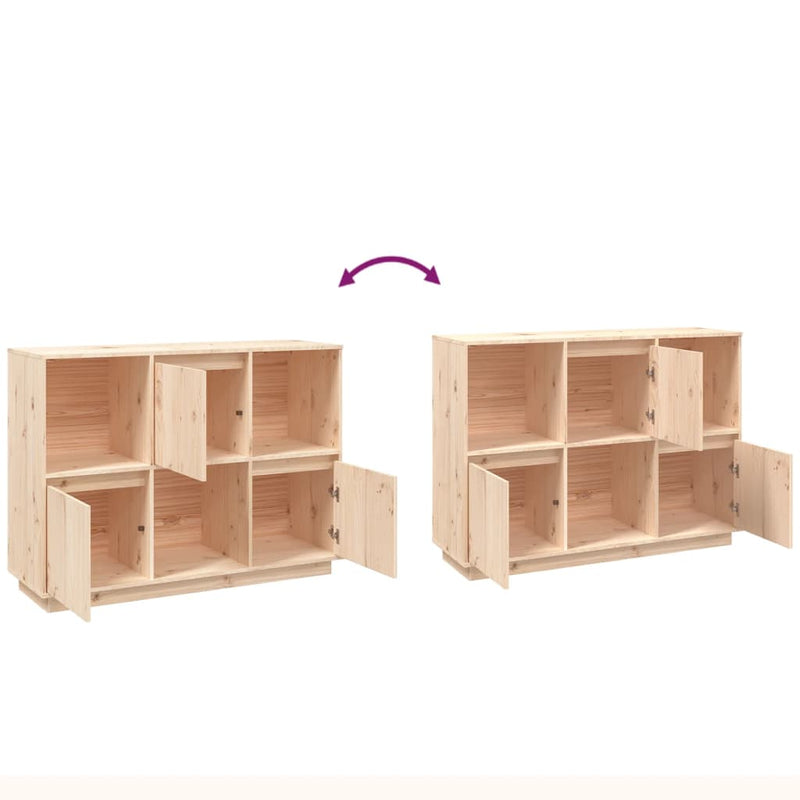 vidaXL Sideboard Black 110.5x35x80 cm Solid Wood Pine