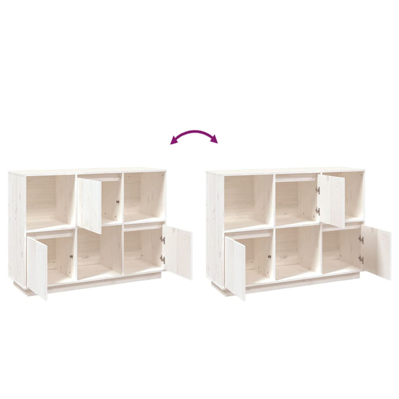 vidaXL Sideboard Black 110.5x35x80 cm Solid Wood Pine