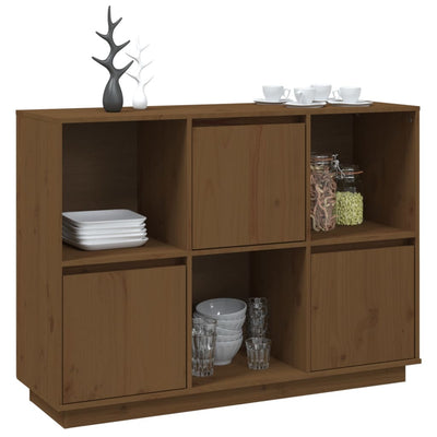 vidaXL Sideboard Black 110.5x35x80 cm Solid Wood Pine