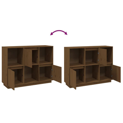 vidaXL Sideboard Black 110.5x35x80 cm Solid Wood Pine