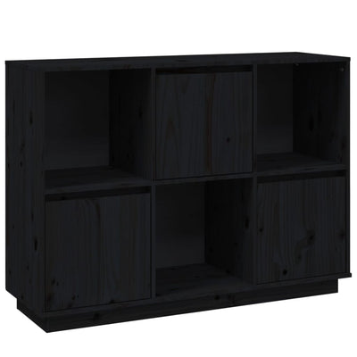 vidaXL Sideboard Black 110.5x35x80 cm Solid Wood Pine