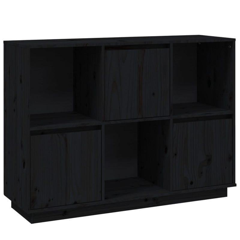 vidaXL Sideboard Black 110.5x35x80 cm Solid Wood Pine