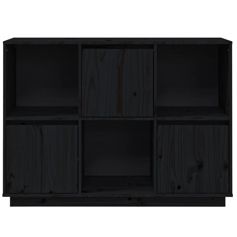 vidaXL Sideboard Black 110.5x35x80 cm Solid Wood Pine