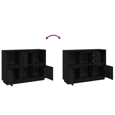 vidaXL Sideboard Black 110.5x35x80 cm Solid Wood Pine
