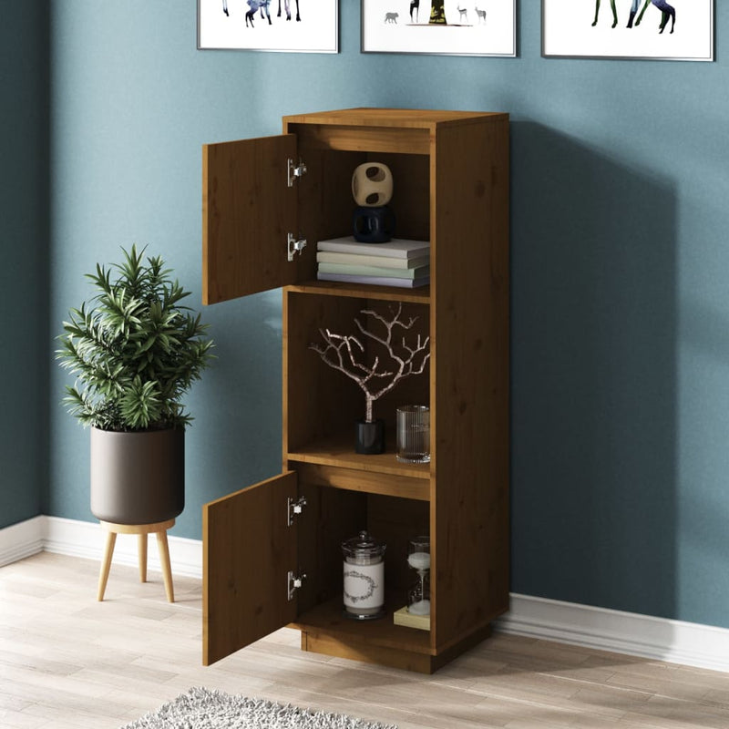 vidaXL Highboard Black 38x35x117 cm Solid Wood Pine