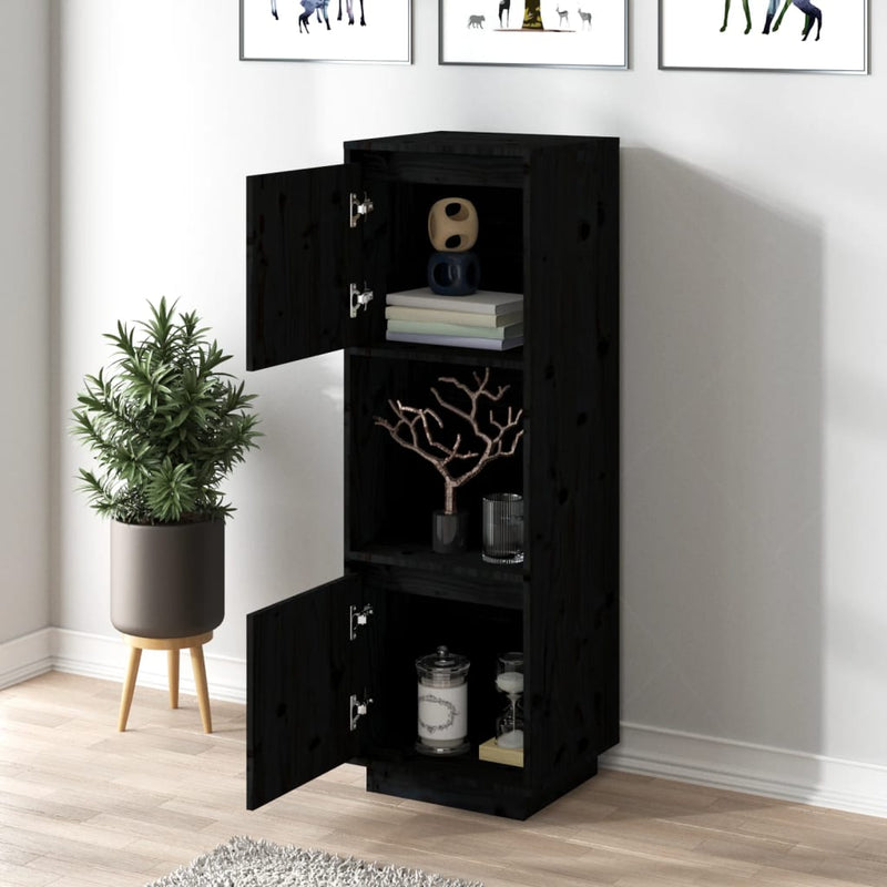 vidaXL Highboard Black 38x35x117 cm Solid Wood Pine