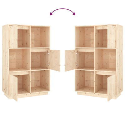 vidaXL Highboard Black 74x35x117 cm Solid Wood Pine