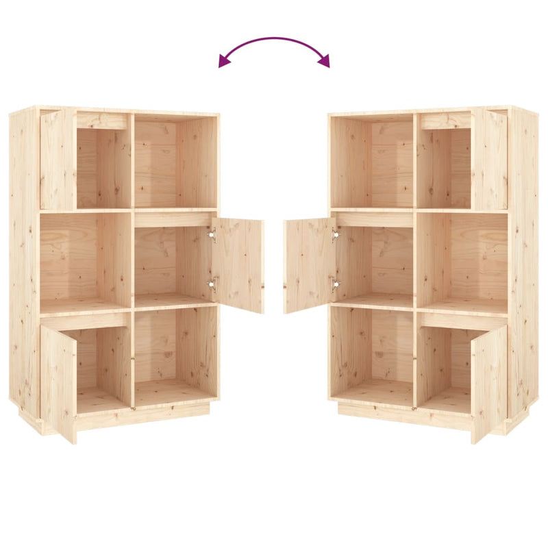 vidaXL Highboard Black 74x35x117 cm Solid Wood Pine