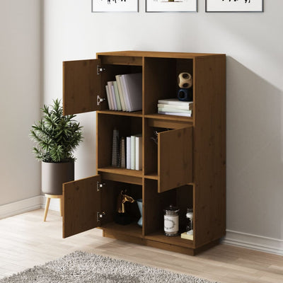 vidaXL Highboard Black 74x35x117 cm Solid Wood Pine