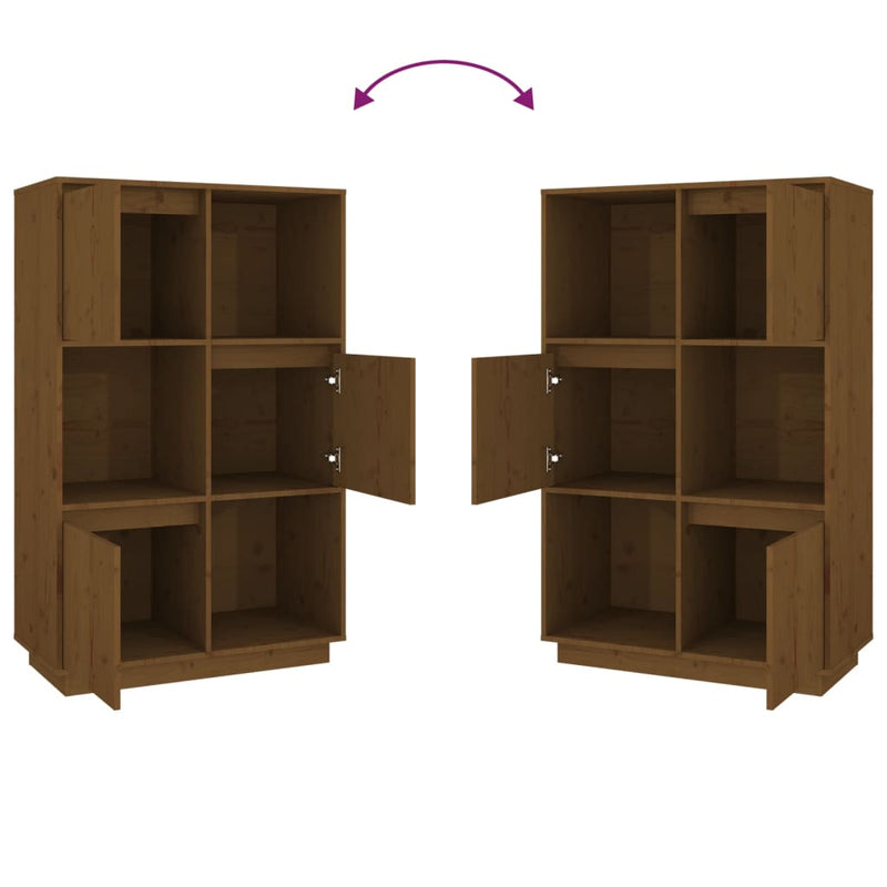 vidaXL Highboard Black 74x35x117 cm Solid Wood Pine