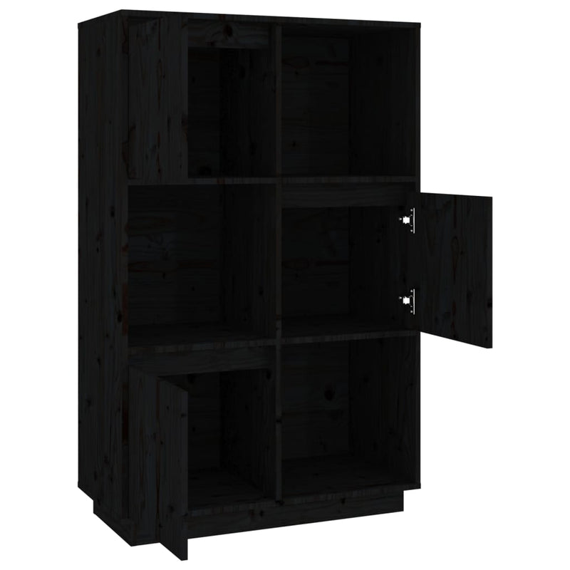 vidaXL Highboard Black 74x35x117 cm Solid Wood Pine